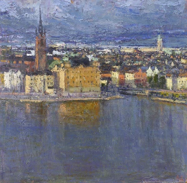 Andrew Gifford, View over Stockholm, rain coming, 2019