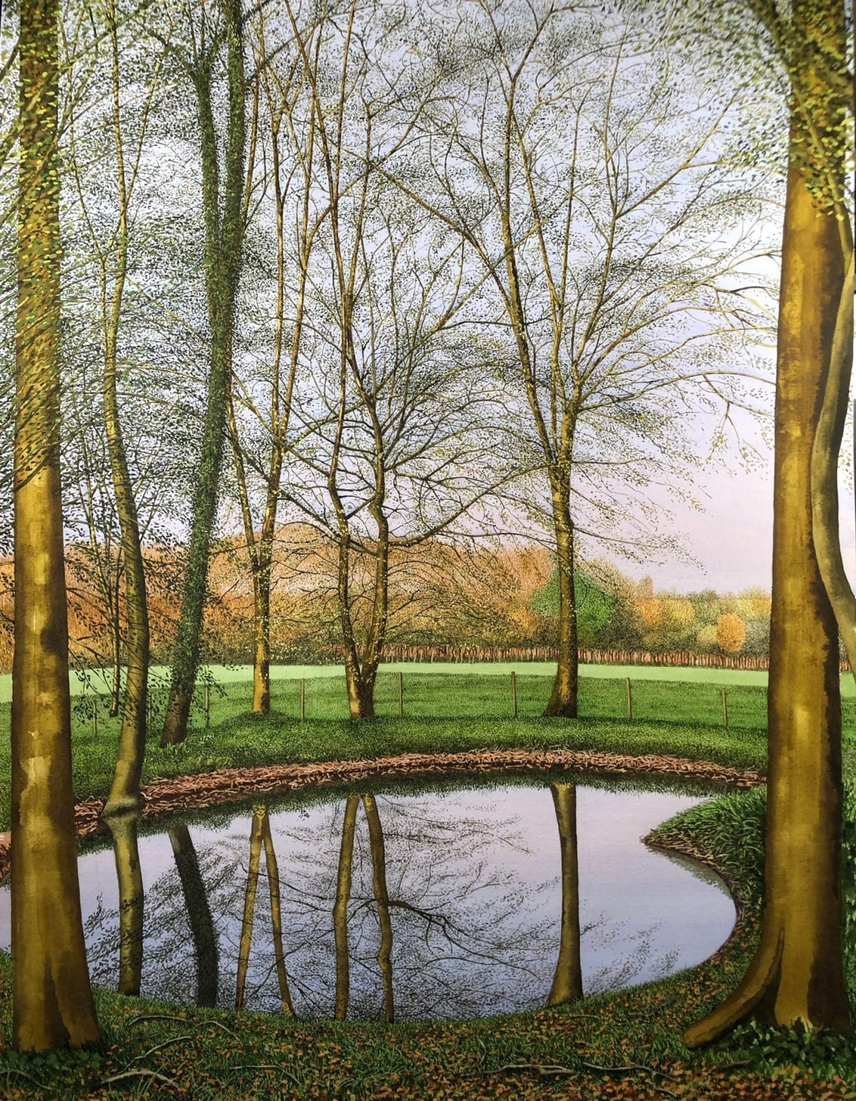 John Davies, Natural Pond at Lemington Lakes (II), April 2020