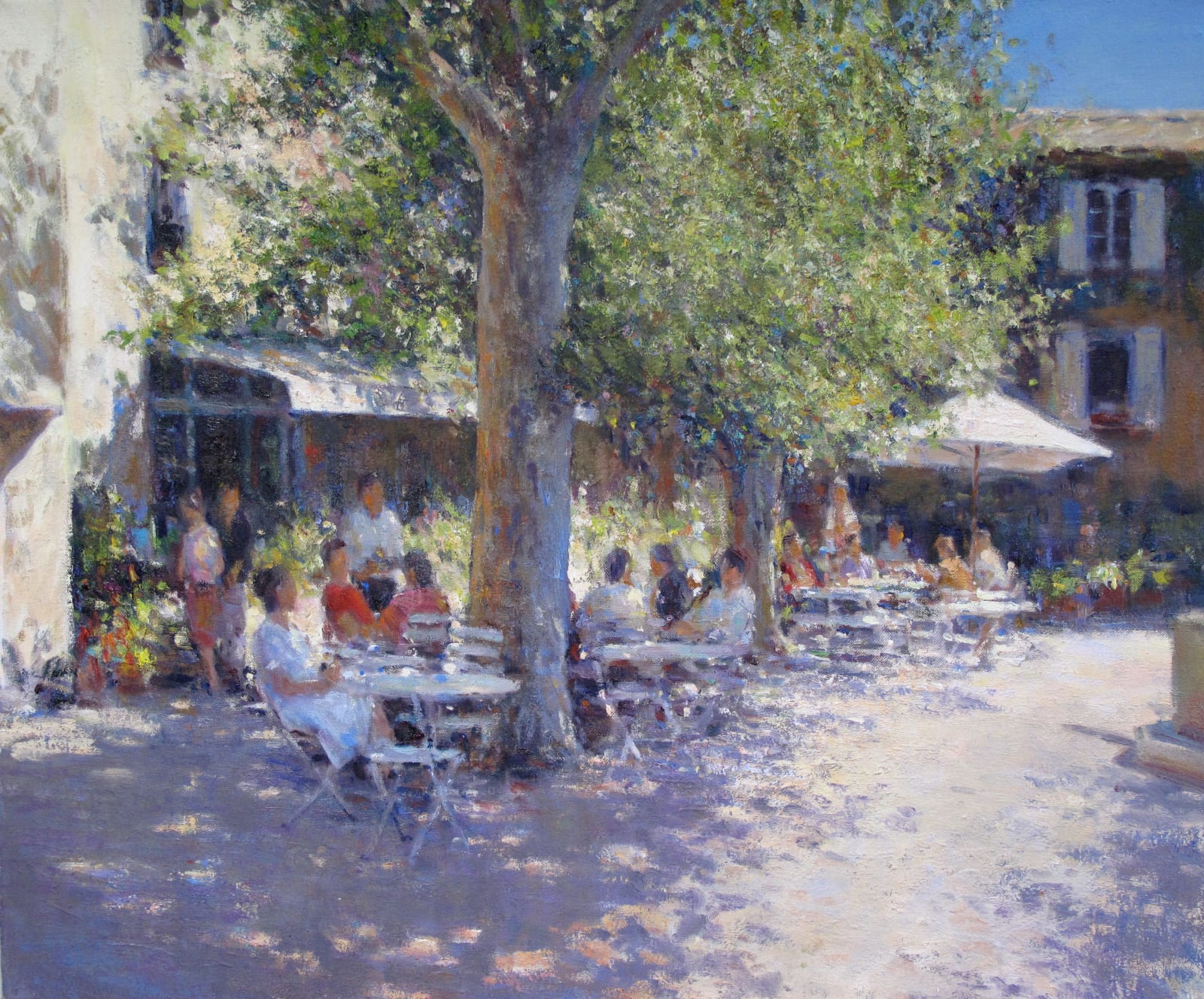Edward Noott RBSA, A busy cafe, Gordes