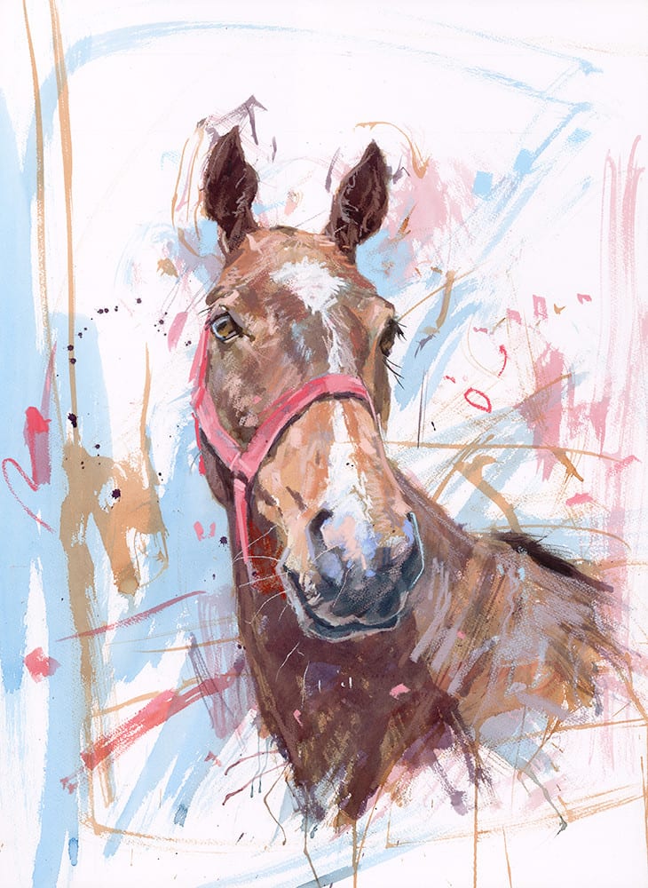 James Bartholomew, Bay horse in red halter