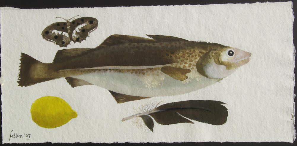 Mary Fedden RA PPRWA LG, Fish & feather