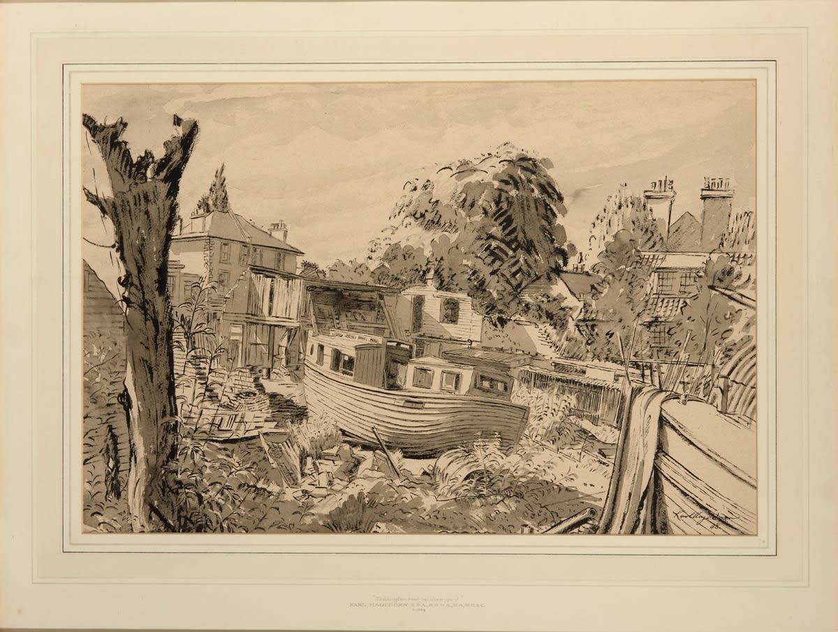 Karl Hagedorn RBA RSMA NS NEAC, Teddington Boat Building Yard 1948