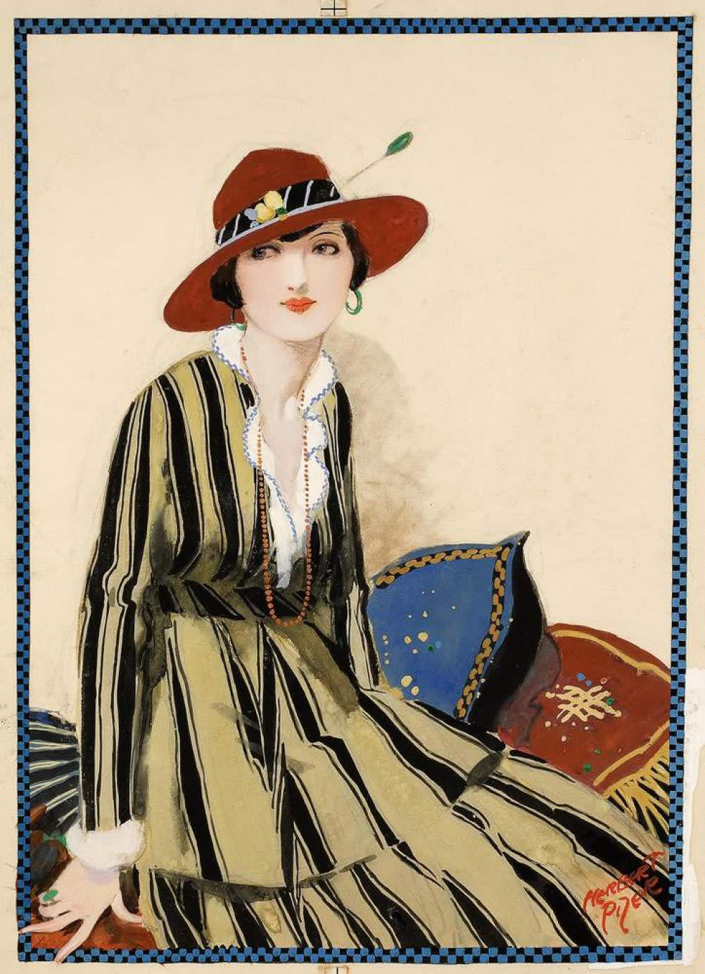 Herbert Pizer, The striped dress - the artist's wife