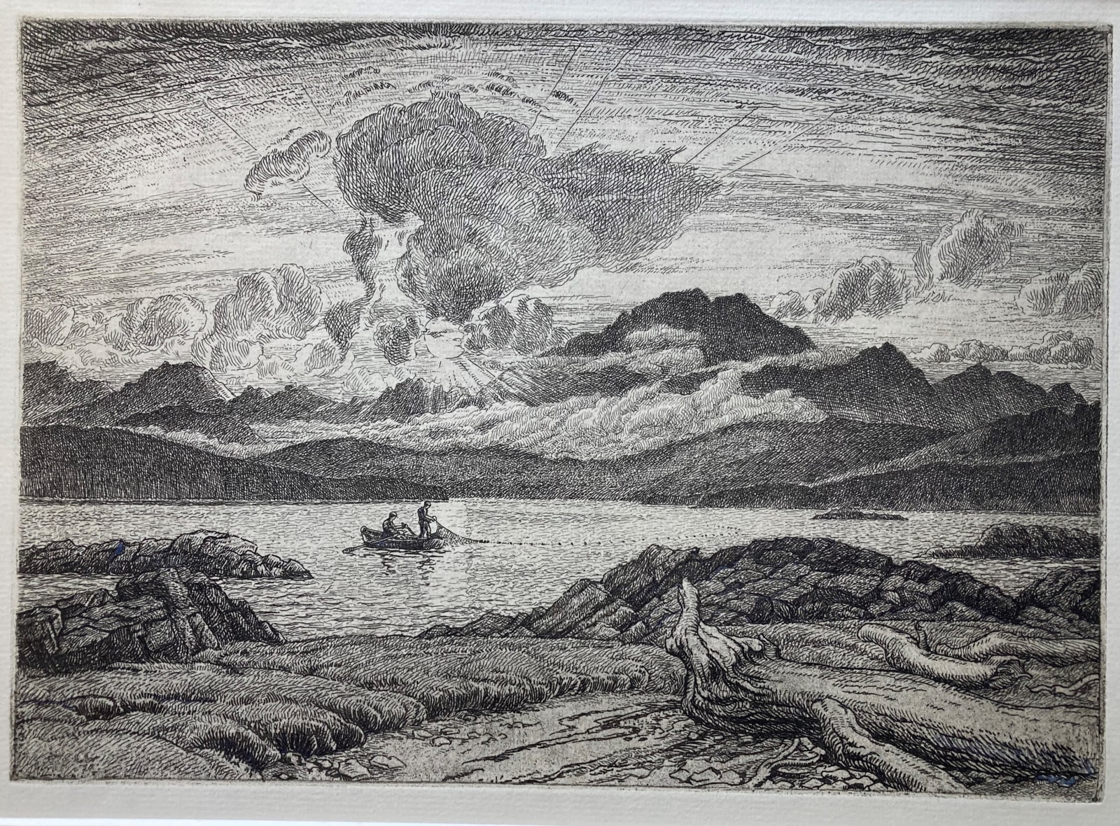 Leslie Moffat Ward RE SGA, Highland loch - fishing