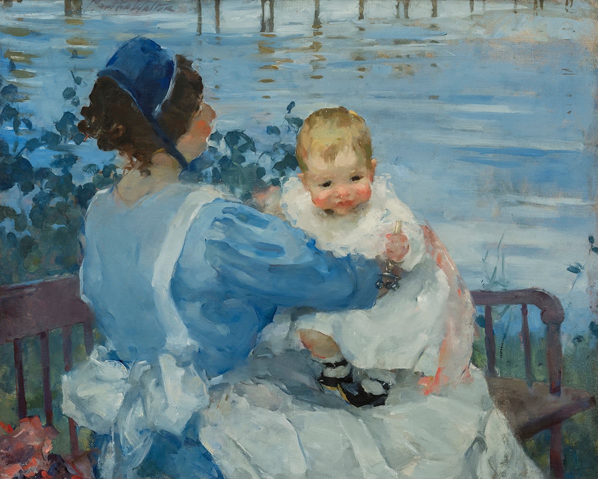 Martha Walter, English Nurse and Baby at Rocky Neck, Gloucester, c. 1914