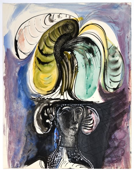 Ceri Richards, Costermonger (Yellow & Green), 1942