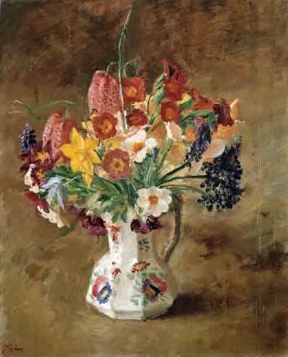 Augustus John, Spring Flowers in a Staffordshire Jug, c.1925