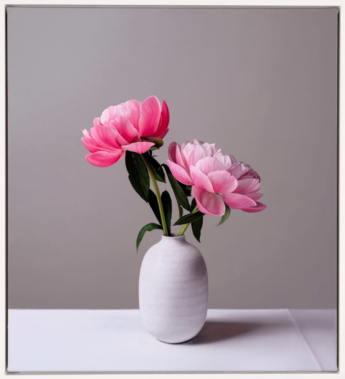 Jo Barrett, Still Life with Pink Peonies and Tin Glazed Bottle 2