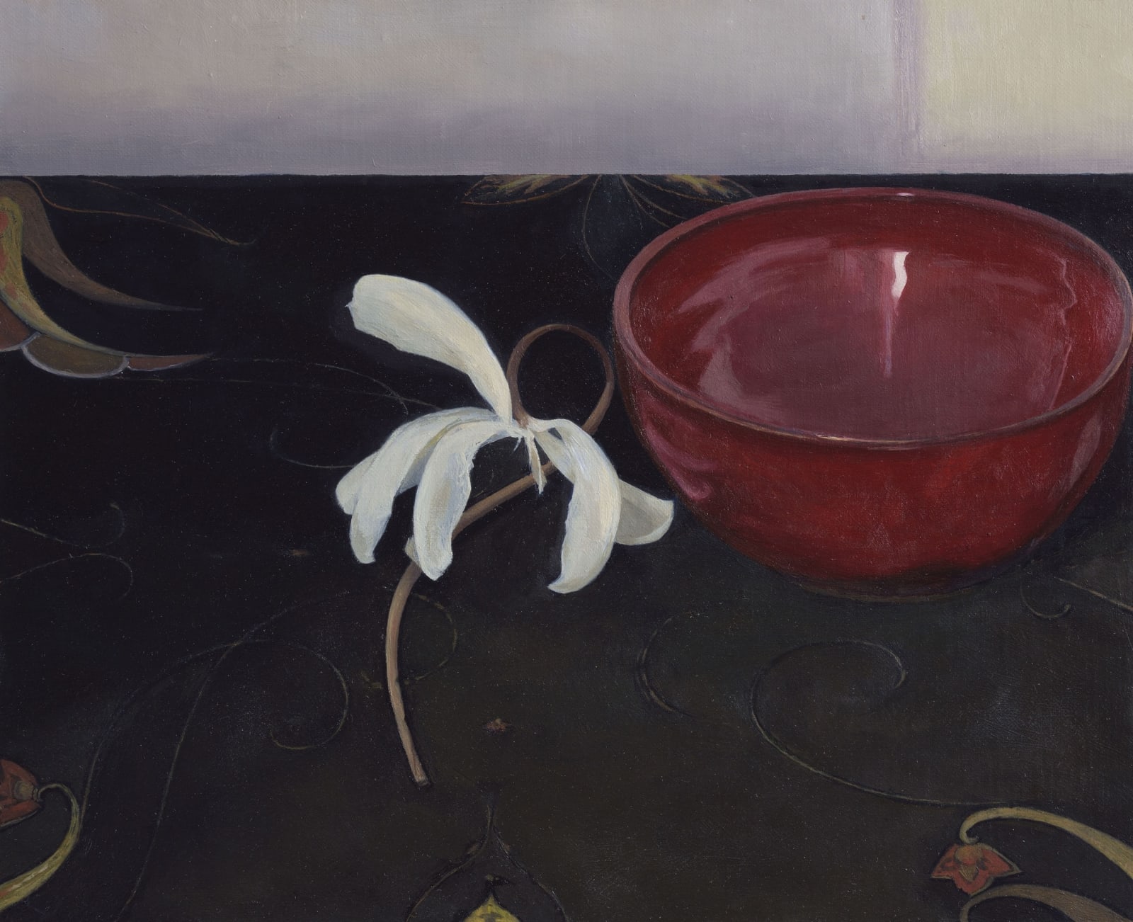 Susan Angharad Williams, White Flower, Red Bowl