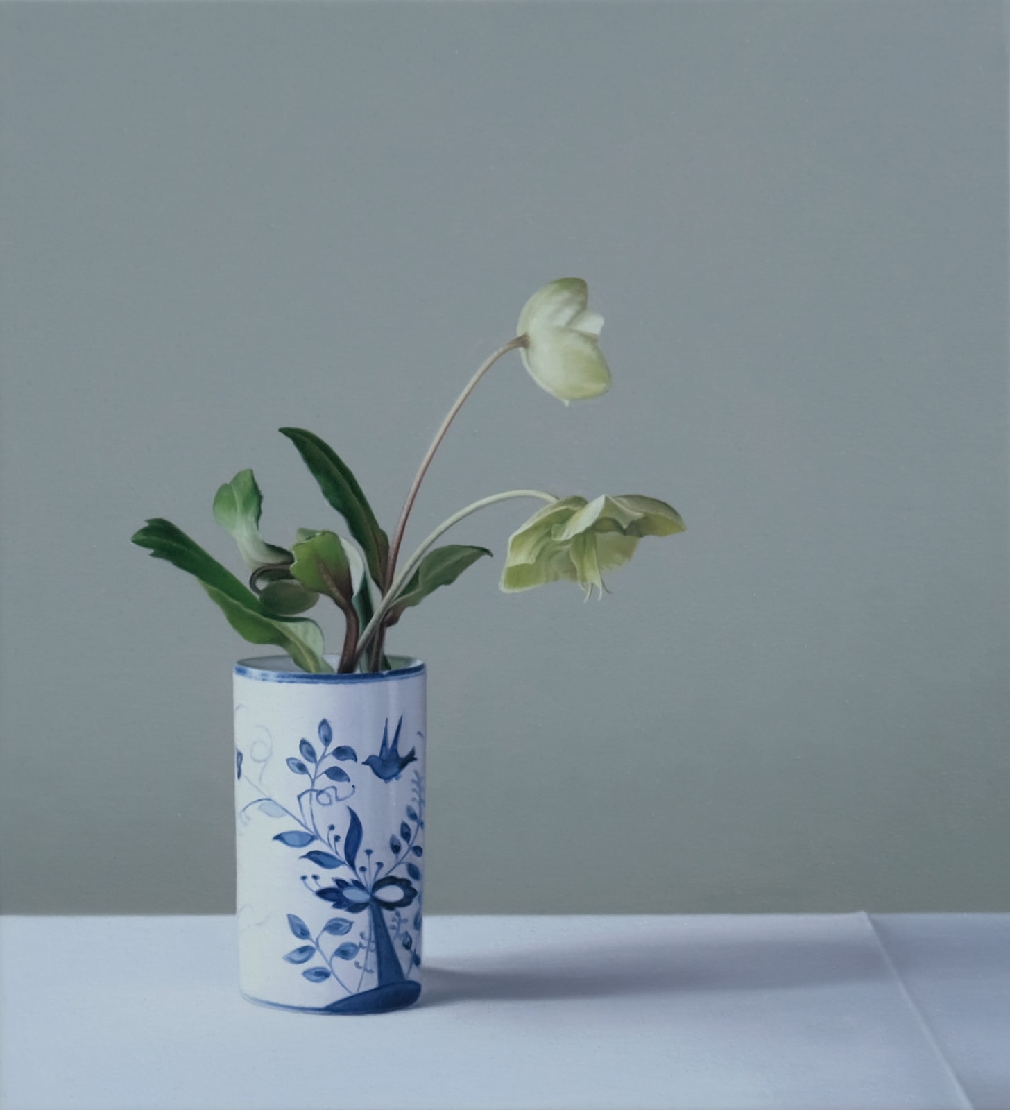 Jo Barrett, Still Life with Chinese Brush Pot and Hellebores