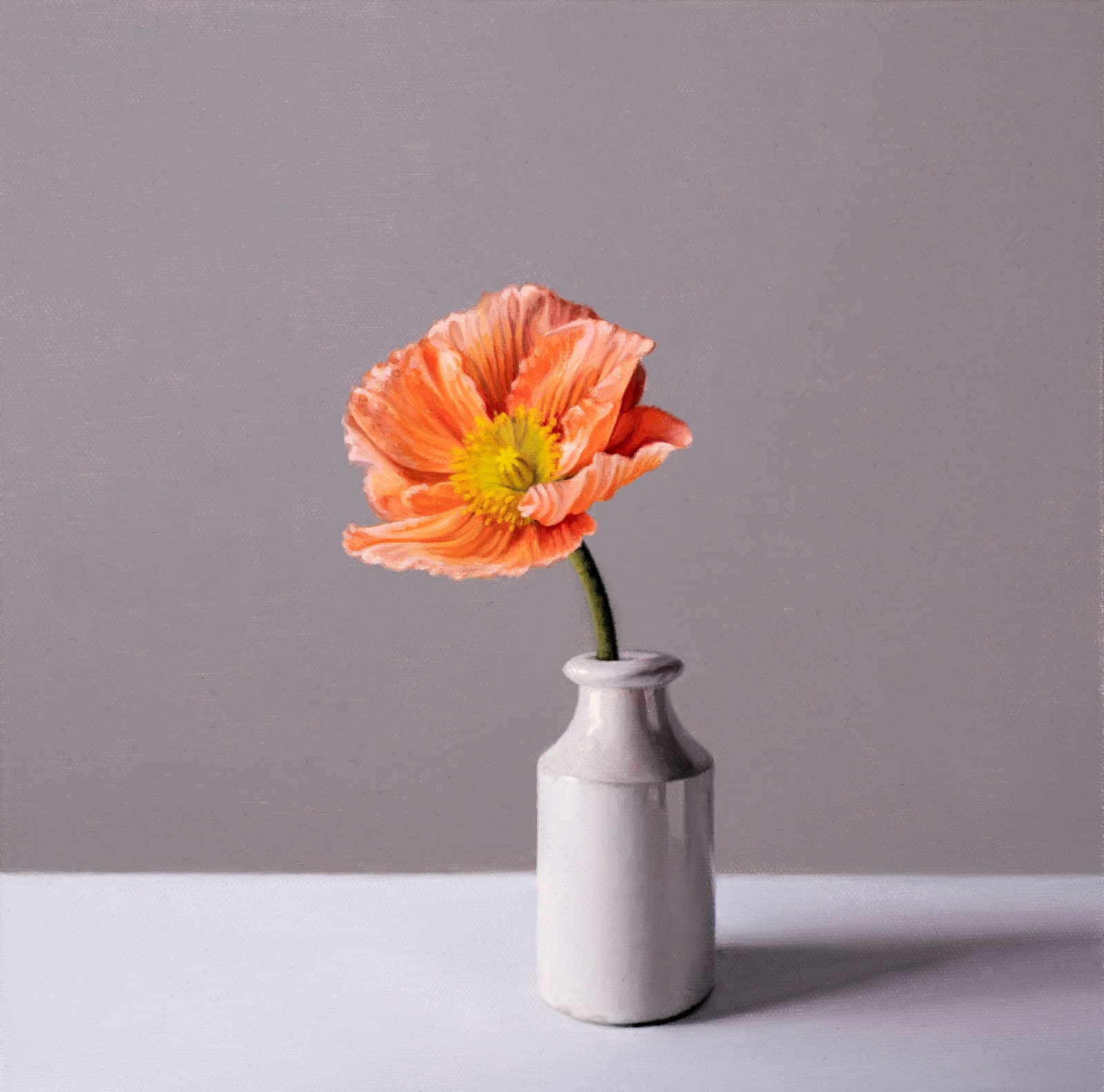 Jo Barrett, Still Life with Orange Icelandic Poppy and Stoneware Bottle