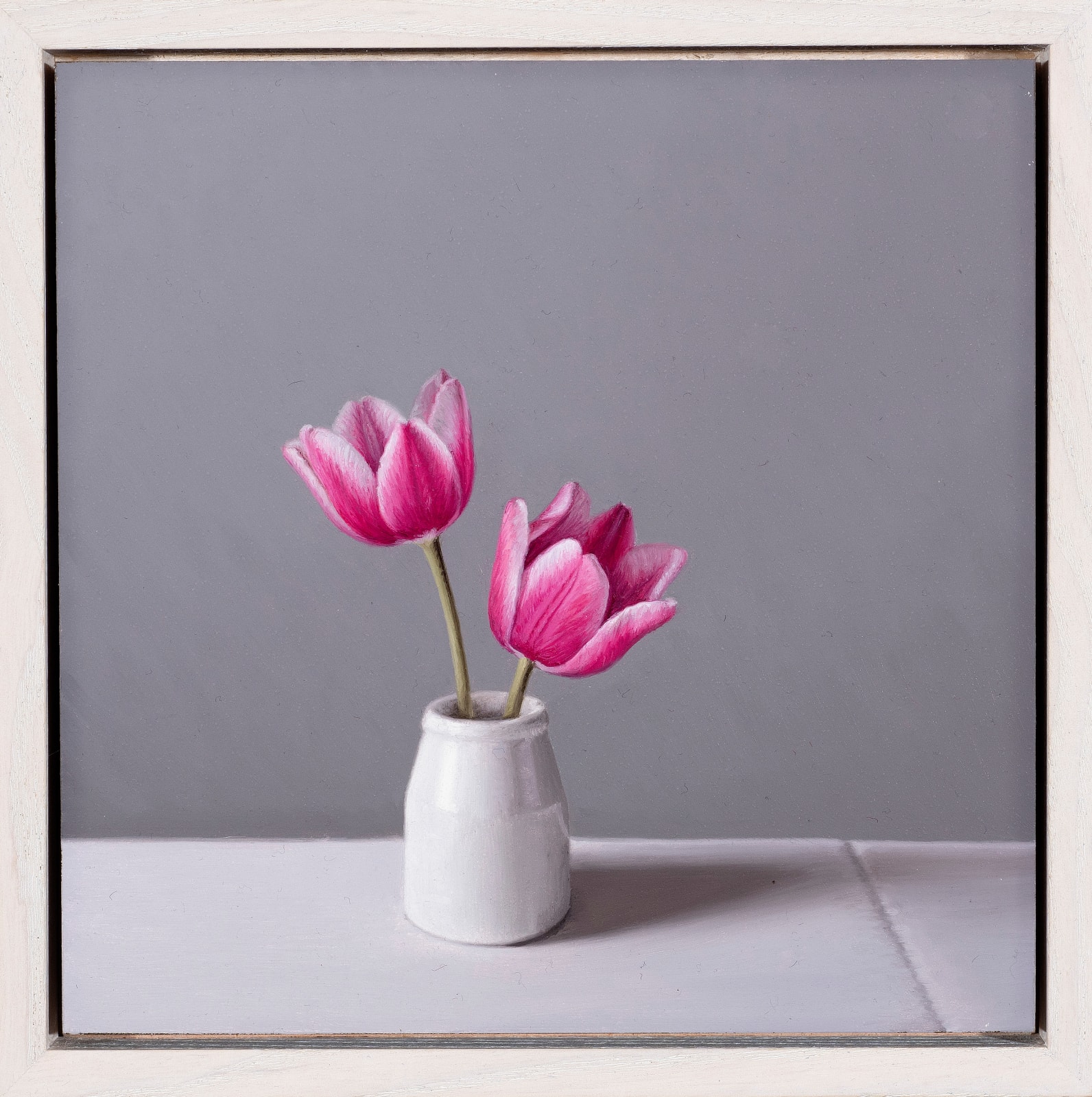 Jo Barrett, Still life with Pink Tulips and Cream Pot, 2022