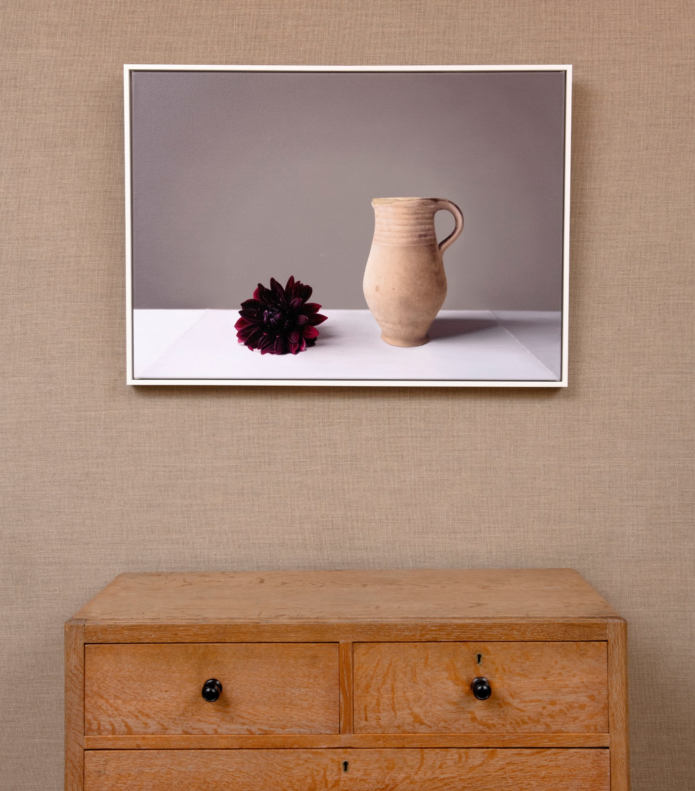 Jo Barrett, Still Life with Dahlia and Terracotta Jug