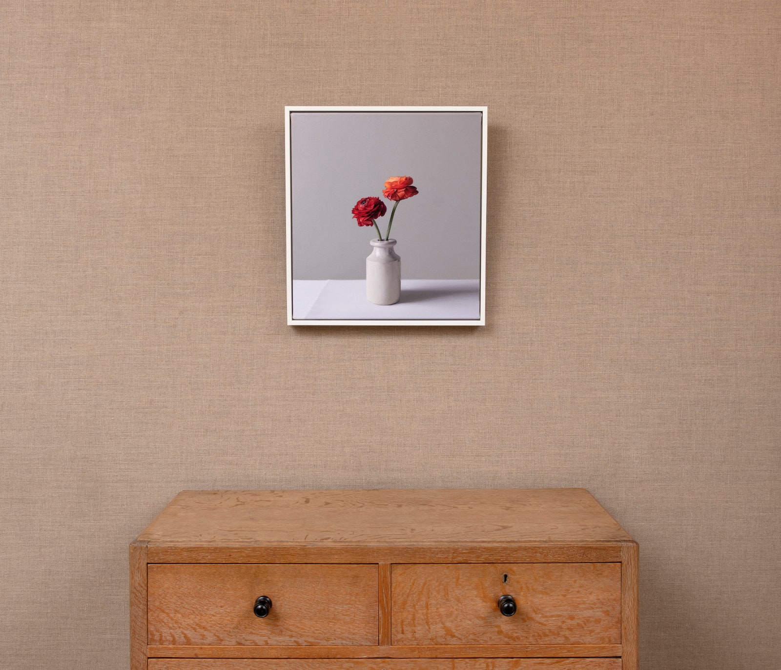 Jo Barrett, Still Life with Red and Orange Ranunculus