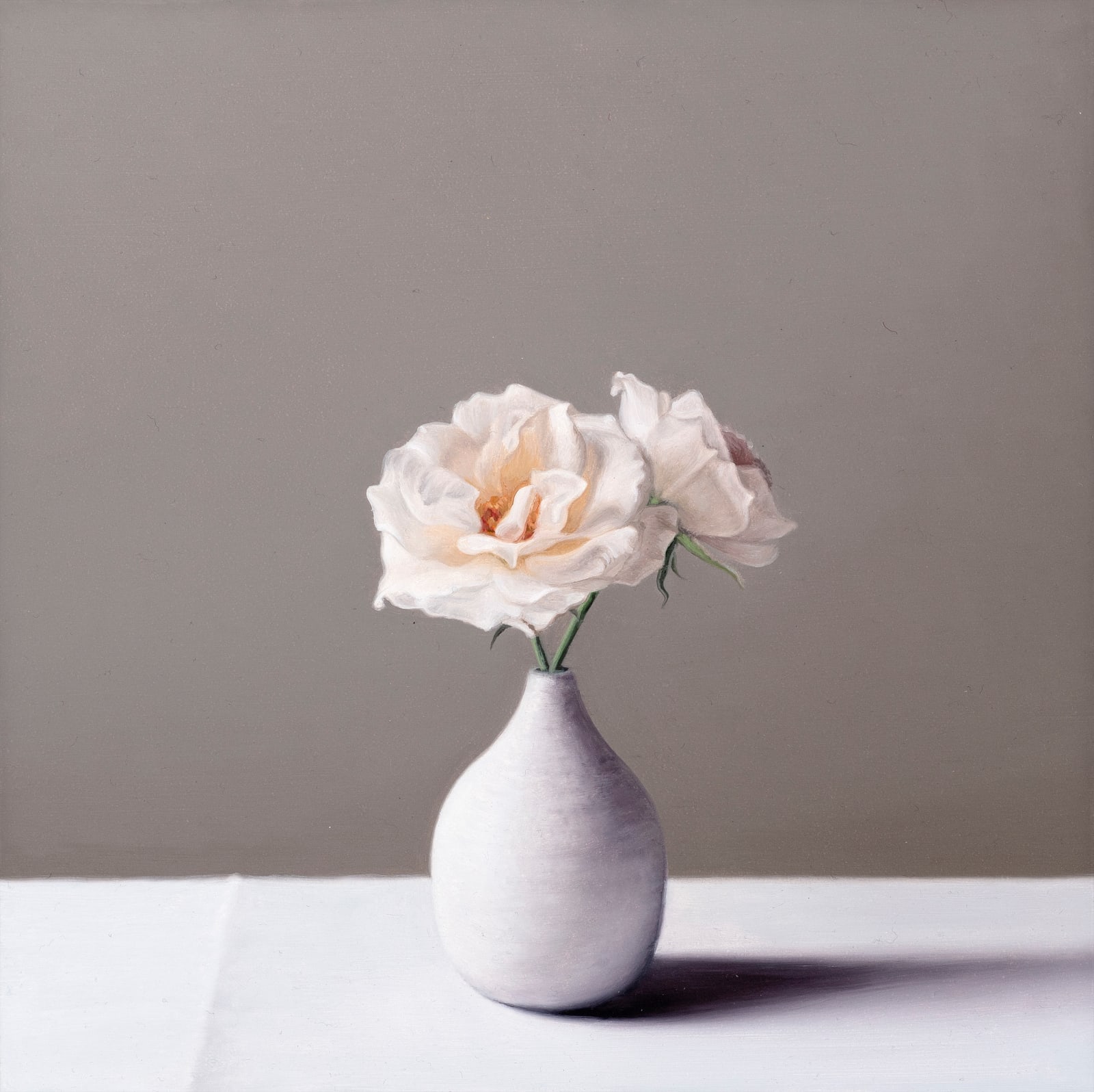 Jo Barrett, Still life with Tin Glazed Bottle and Roses, 2022