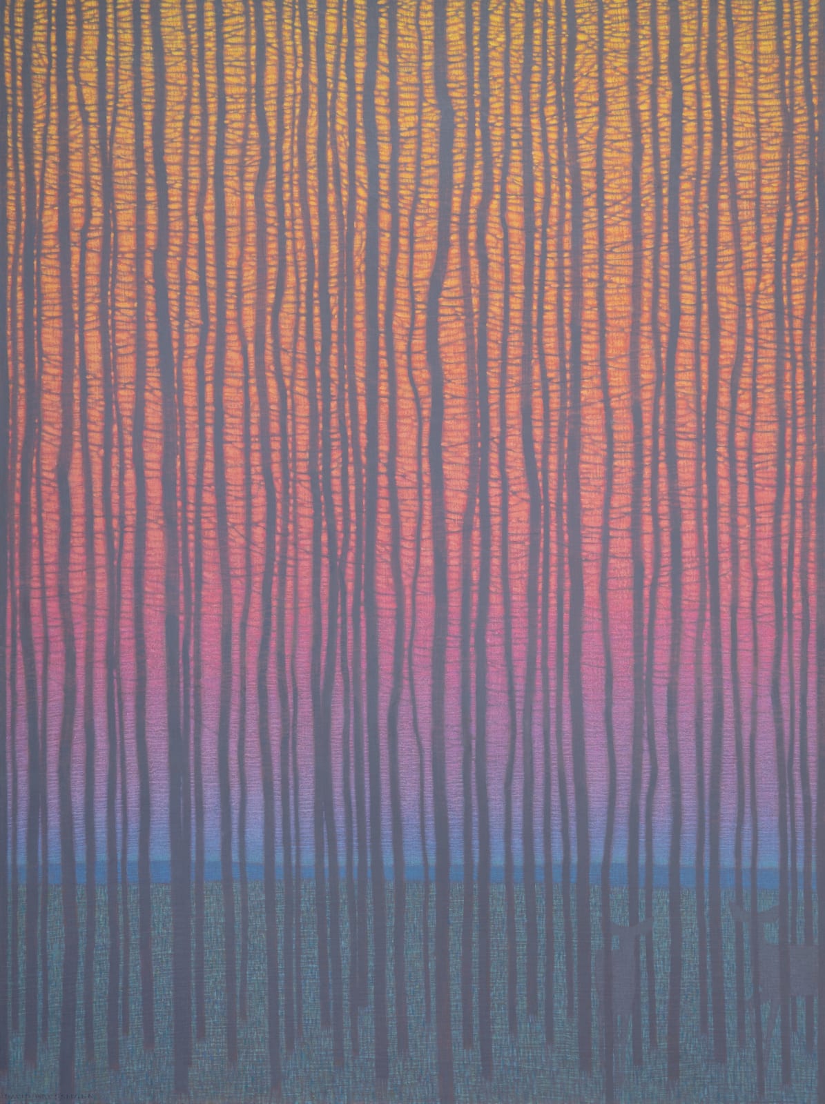 David Grossmann, Fading Sky Triptych: Yellow to Orange, Orange to Purple and Green to Yellow, 2023