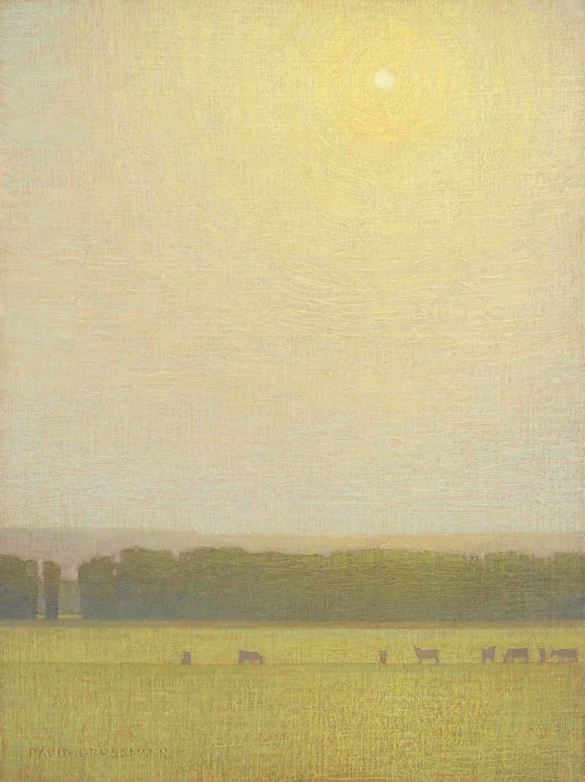 David Grossmann, Grazing Cows with Hovering Sun