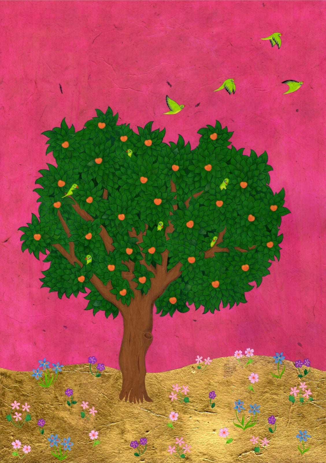Ayesha Gamiet, The Parakeets and Persimmon Tree, 2020