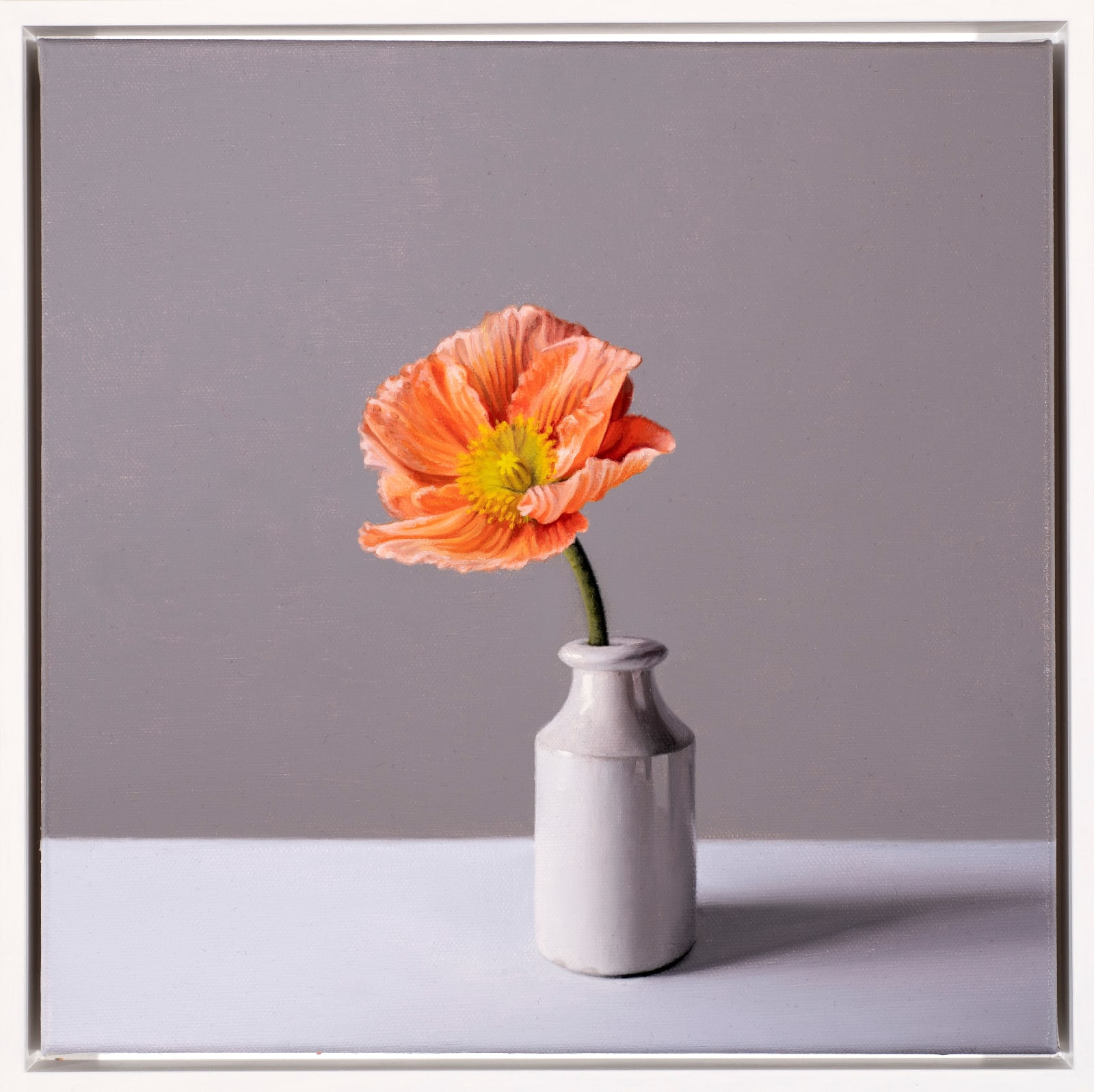 Jo Barrett, Still Life with Orange Icelandic Poppy and Stoneware Bottle