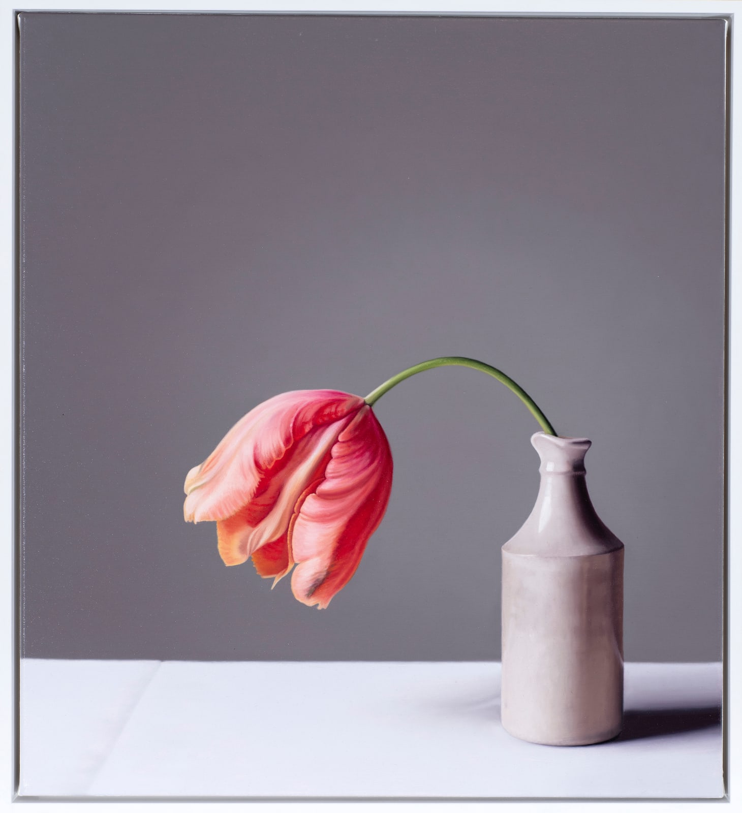 Jo Barrett, Still Life with Tulip and Stoneware Bottle