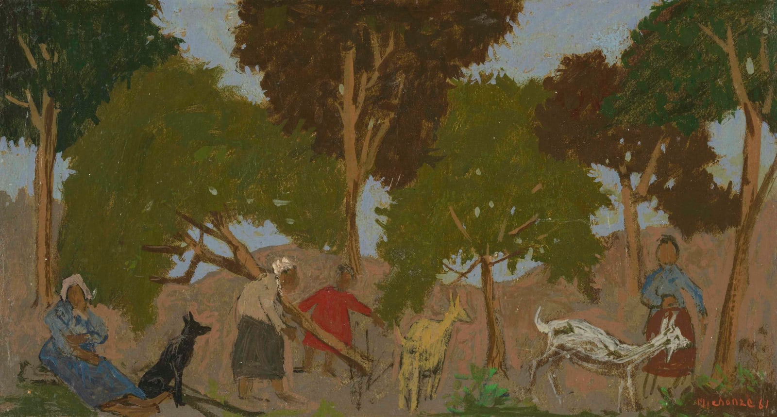 Grégoire Michonze (1902 - 1982), Composition aux chèvres, 1961