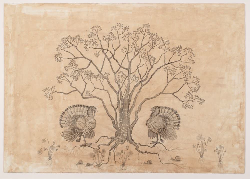 Andrea Collesano, MELAGRIS (Tree with Turkeys) , 2025