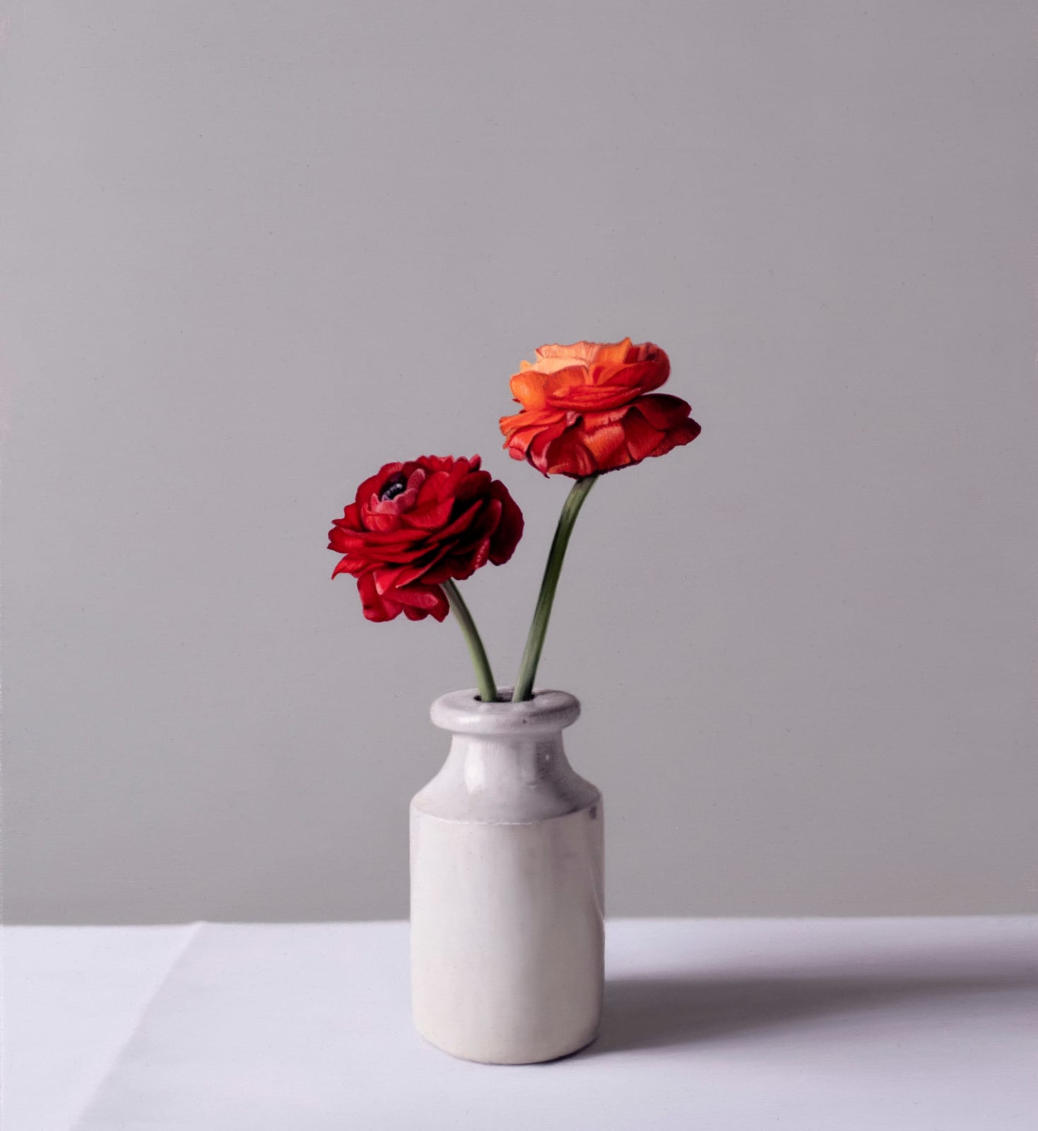 Jo Barrett, Still Life with Red and Orange Ranunculus