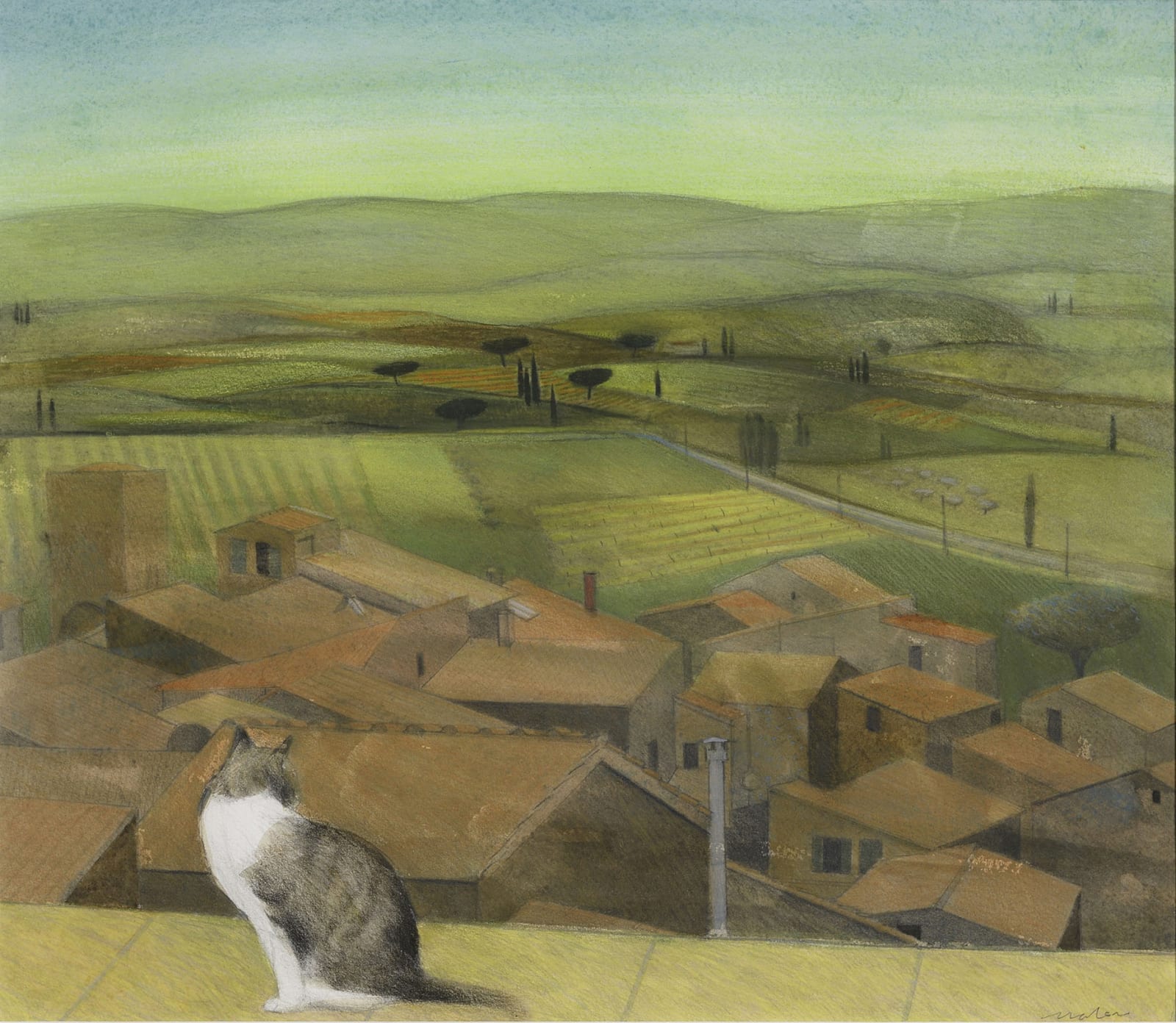 Tom Mabon, As Daytime ends. San Gimignano, 2020