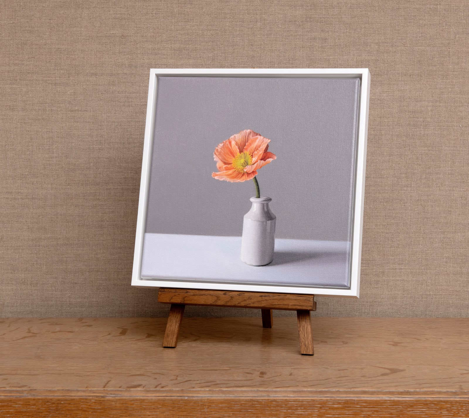 Jo Barrett, Still Life with Orange Icelandic Poppy and Stoneware Bottle