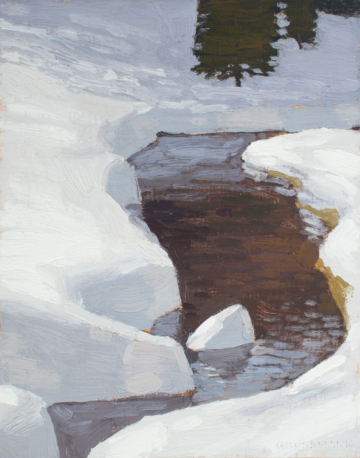 David Grossmann, Winter Stream with Deep Snow