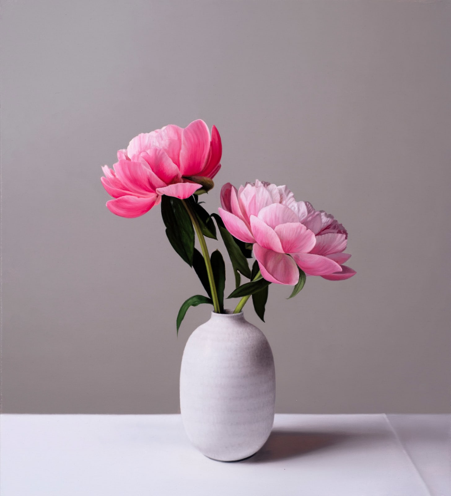 Jo Barrett, Still Life with Pink Peonies and Tin Glazed Bottle 2
