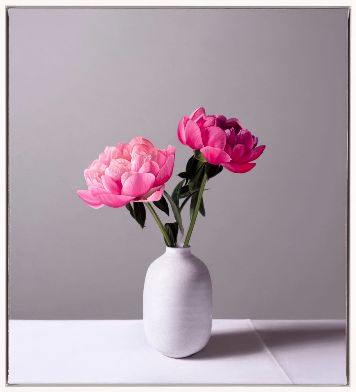 Jo Barrett, Still Life with Pink Peonies and Tin Glazed Bottle