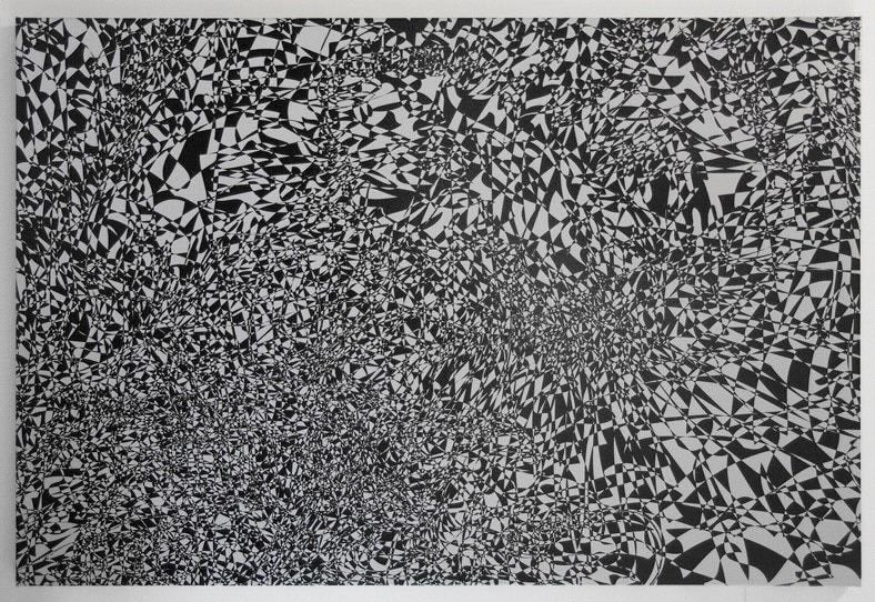 Joseph La Piana, Kinetic Refraction Painting Grey and Black, 2009