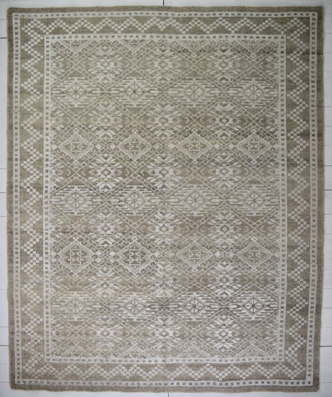 Wool and 'bamboo silk' geometric rug, India