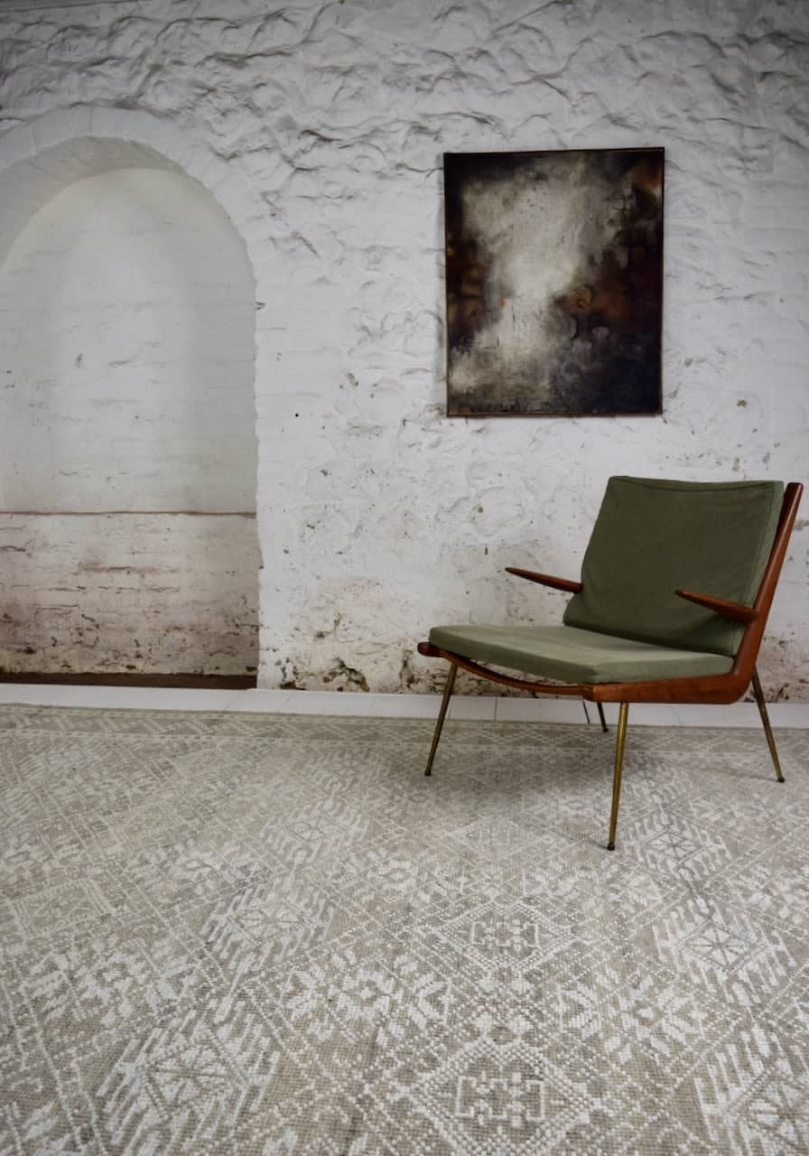 Wool and 'bamboo silk' geometric rug, India