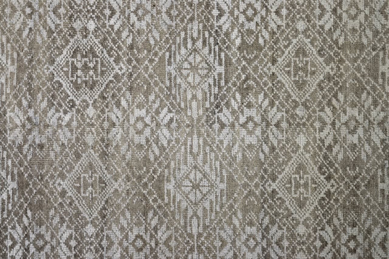 Wool and 'bamboo silk' geometric rug, India