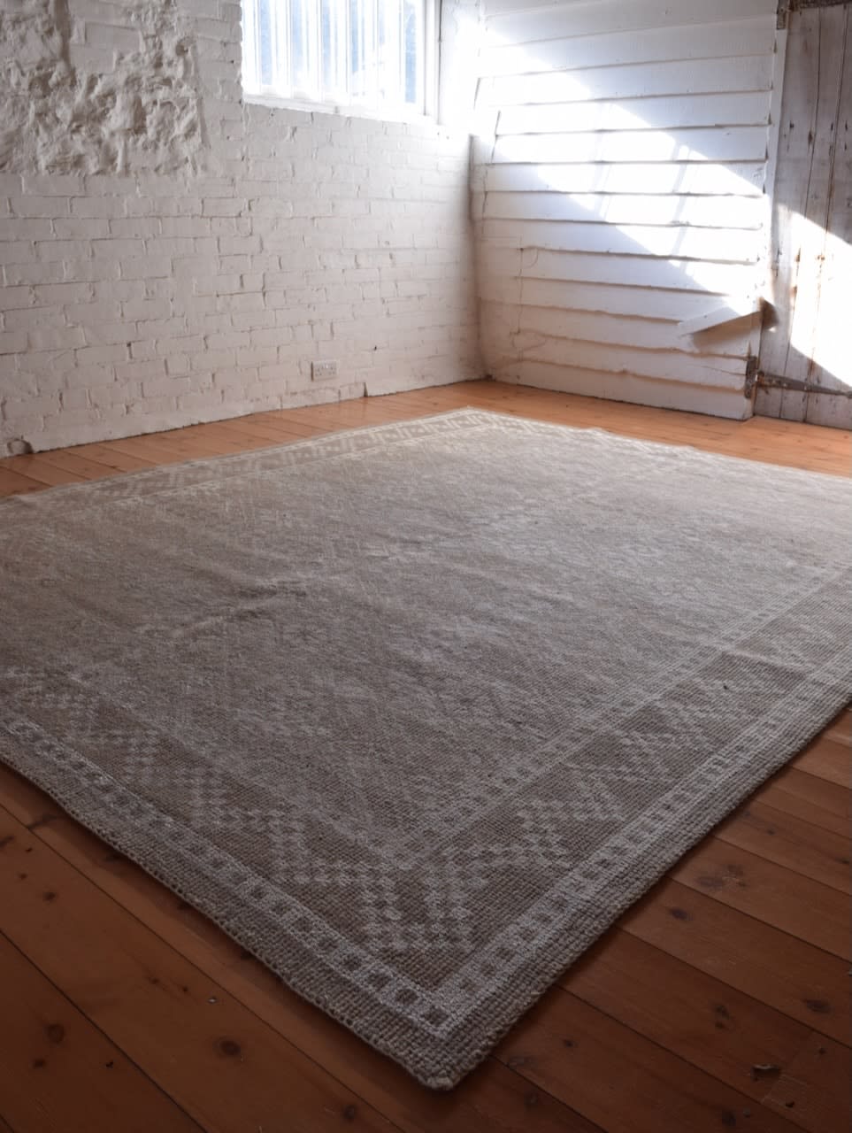 Wool and 'bamboo silk' geometric rug, India