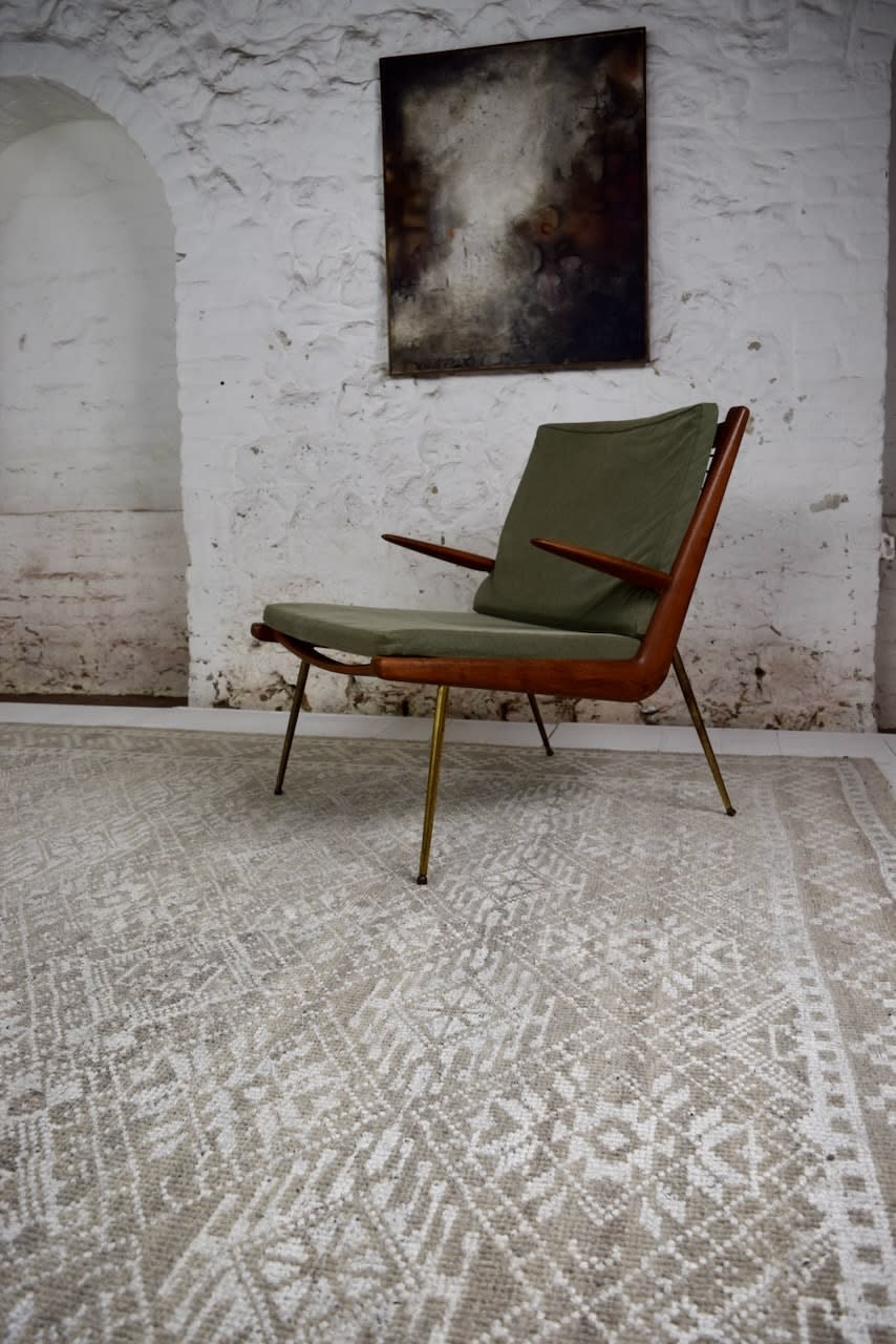 Wool and 'bamboo silk' geometric rug, India