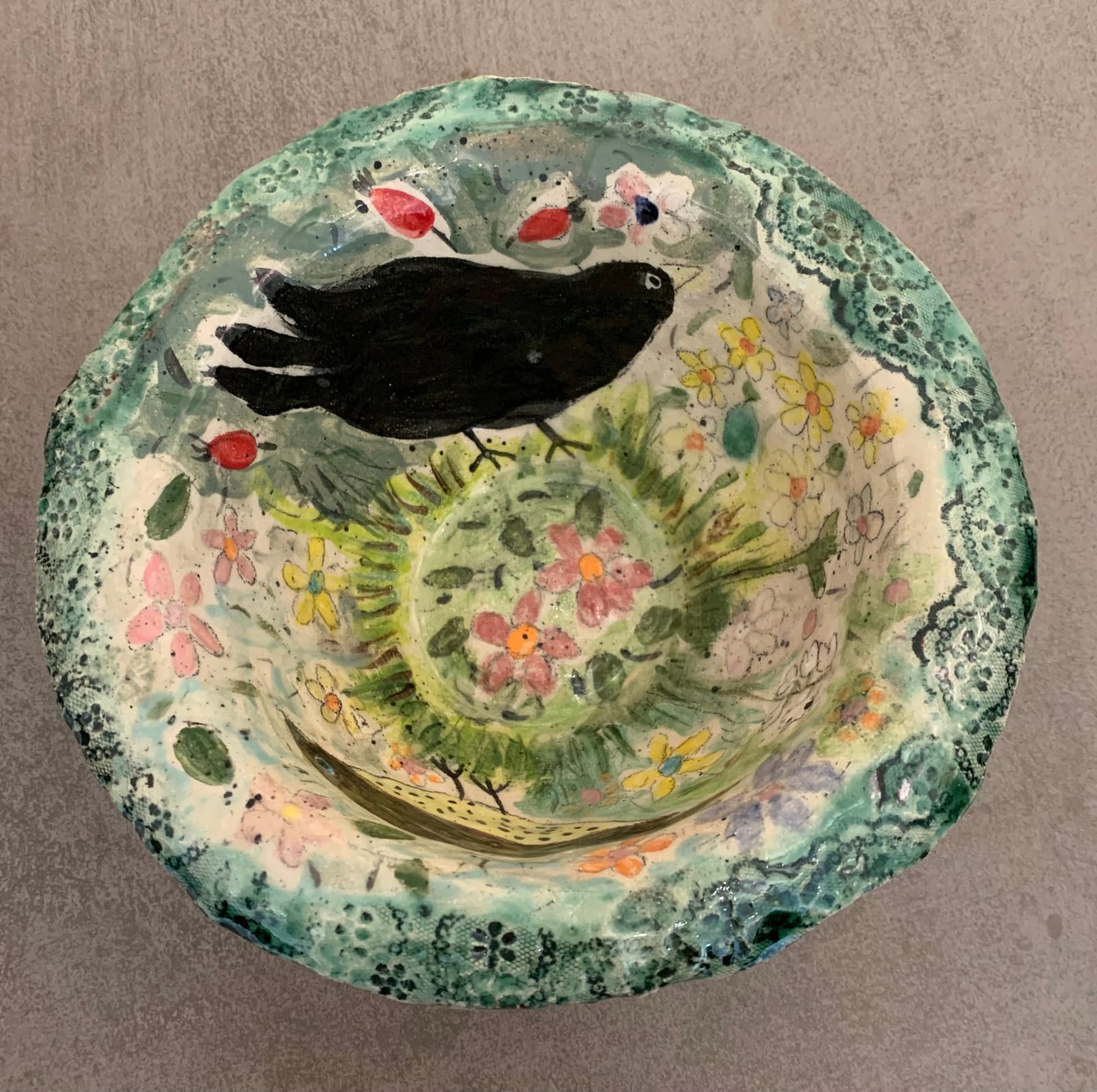 Amelia Tuttiett, Bertie Blackbird in Pink Gin - small bowl