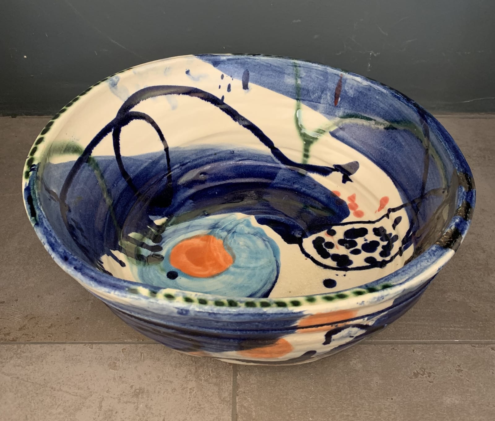 Sandy Brown, Chaxxiroo - Large Blue Bowl