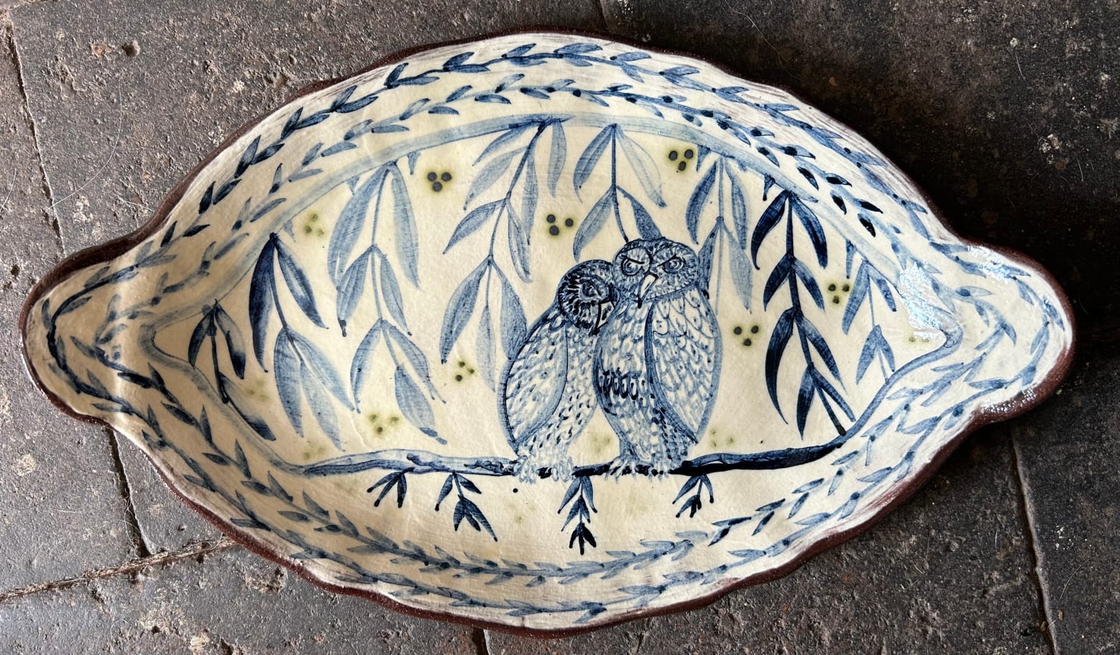 Adrift Pottery, Cuddling Owls Platter