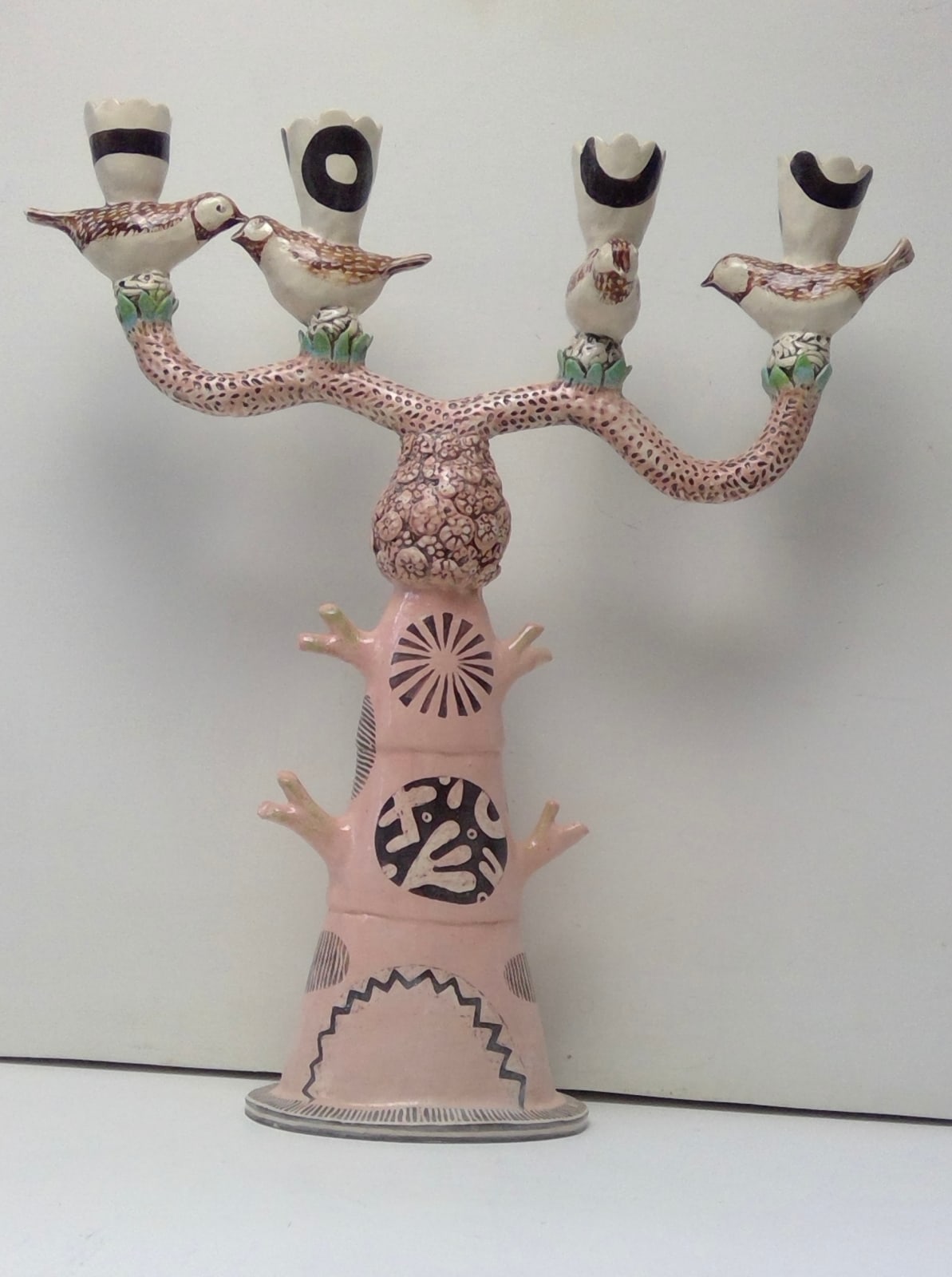 Laurance Simon, 4 Bird Pink Candelabra