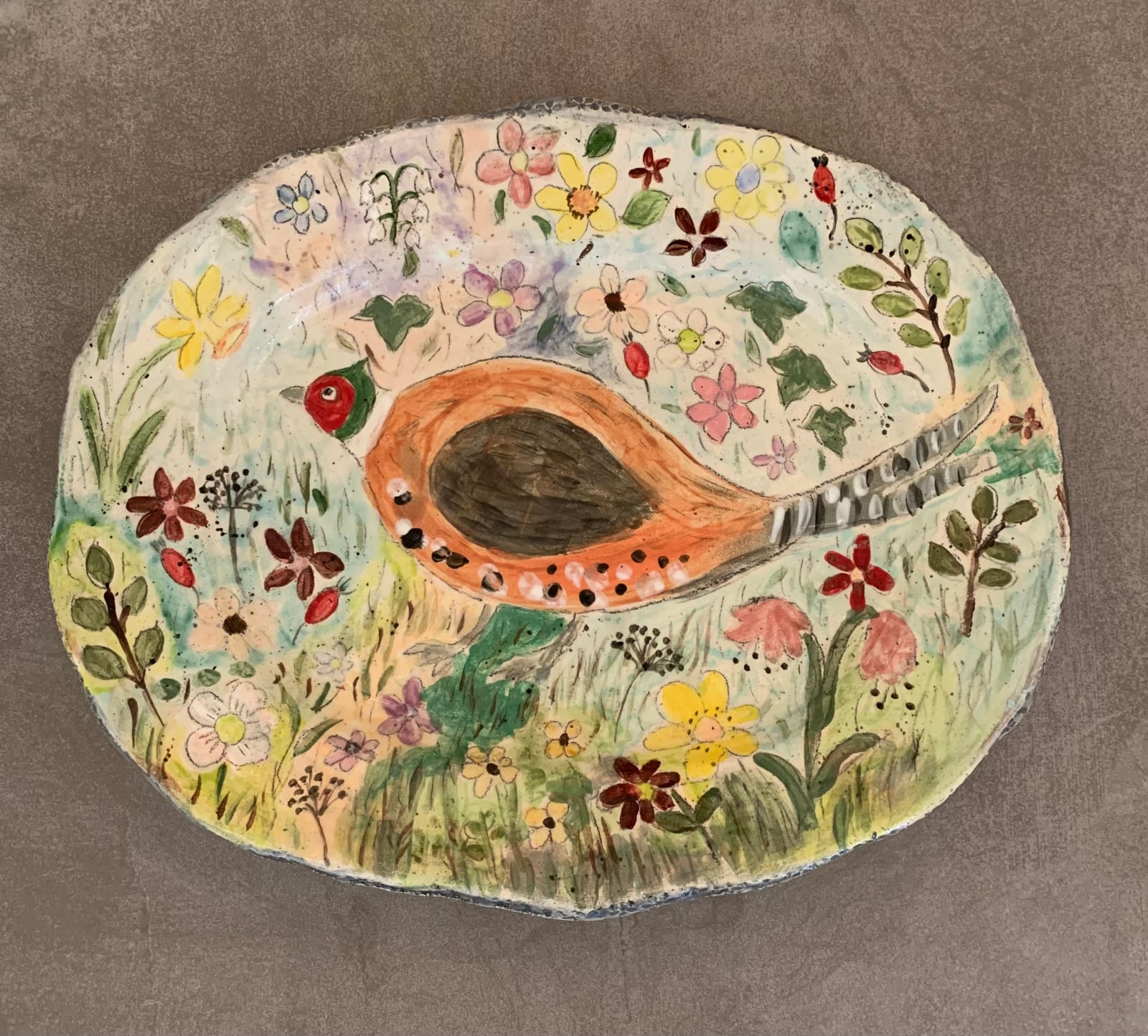 Amelia Tuttiett, Phileas Pheasant in my Garden - Platter
