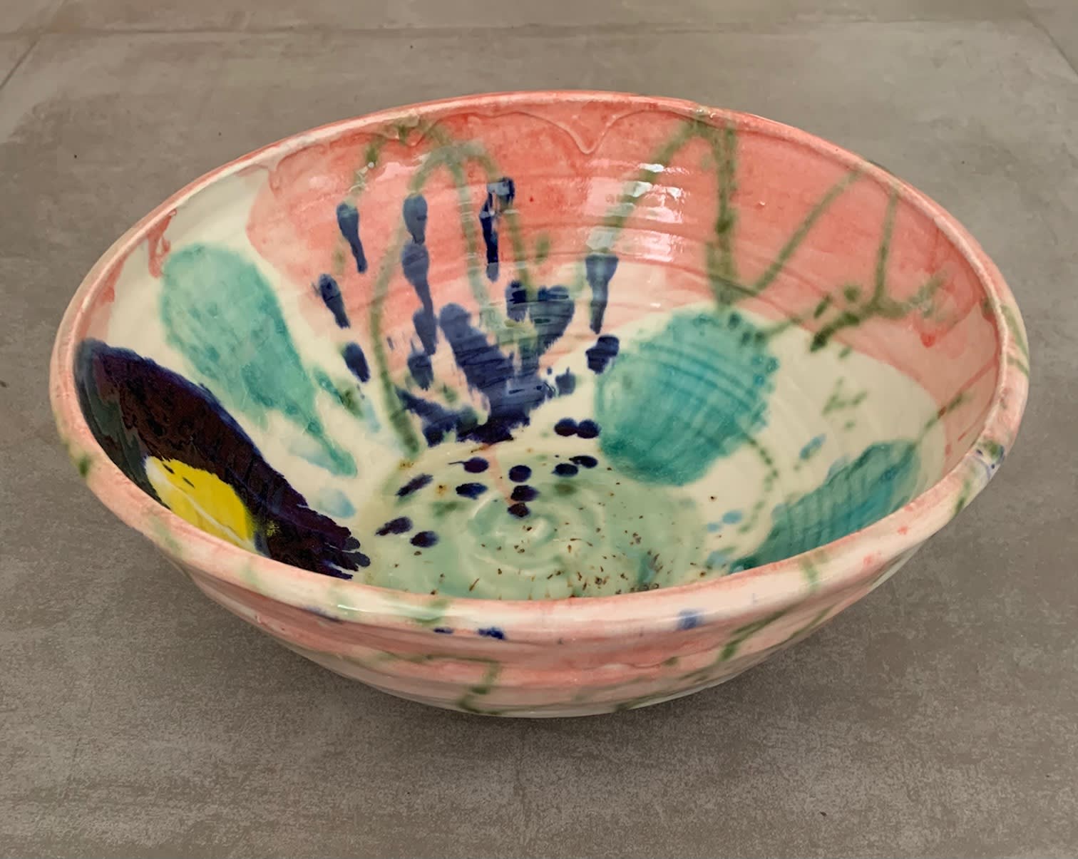 Sandy Brown, Splazzarazza - Large Green & Pink Bowl