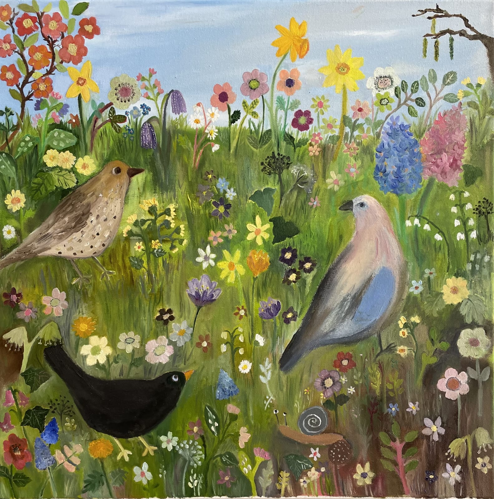 Amelia Tuttiett, Maurice Mistle Thrush, Jason Jay & Bertie Blackbird having an Agreeable Chat