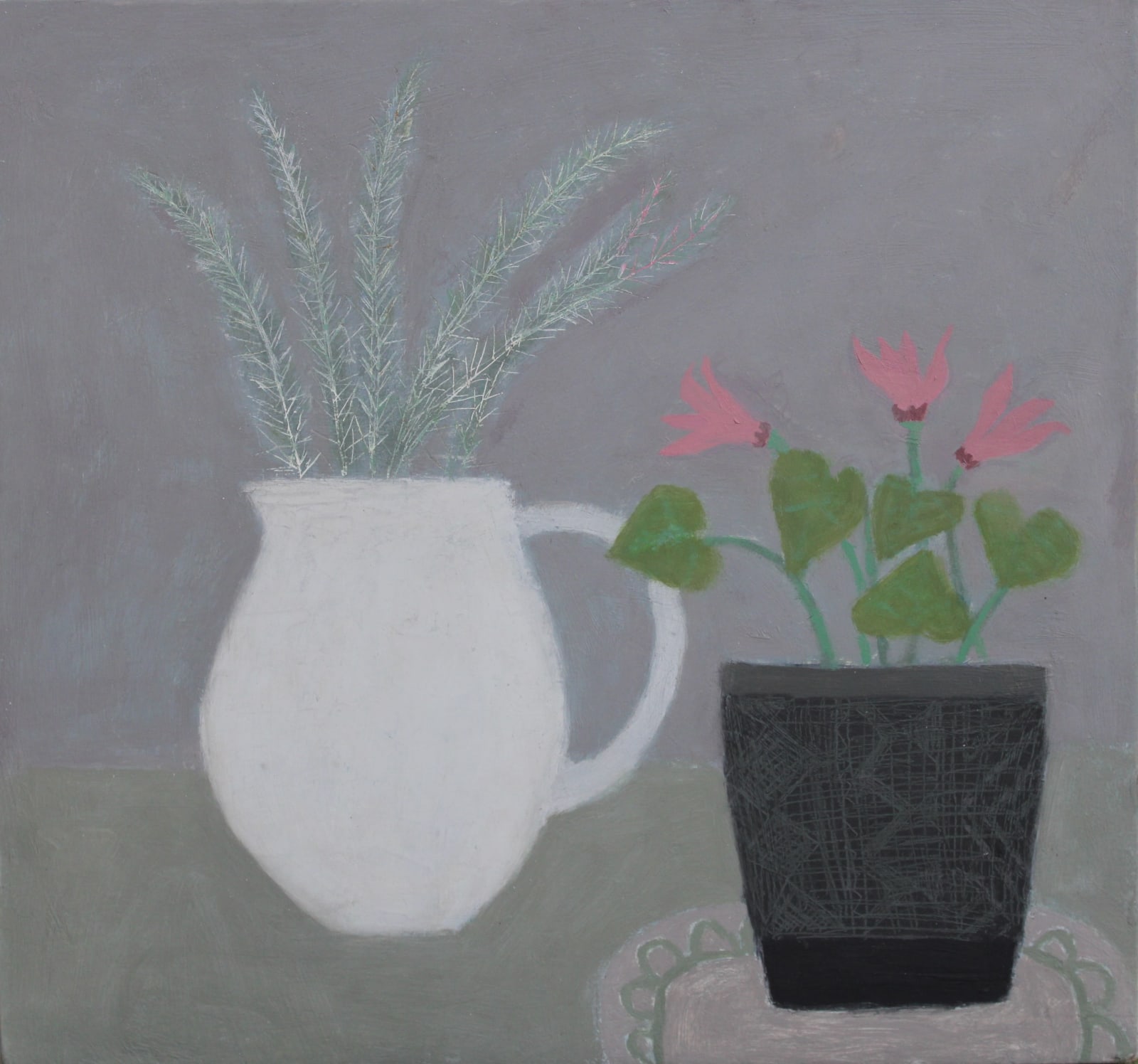 Emma McClure, Cyclamen and White Jug