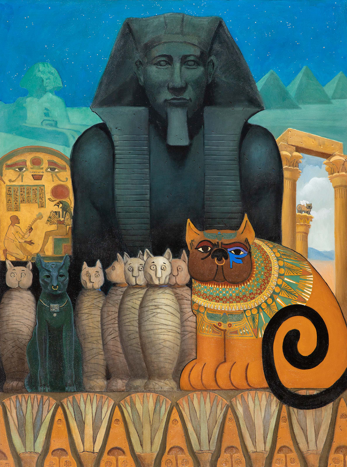 O. Gail Poole, Egyptian Cat/Diego had observed the construction of the pyramids and the temples. He had achieved immortality and had assumed the mantle of overseer and caretaker of pet mummies of the kings.