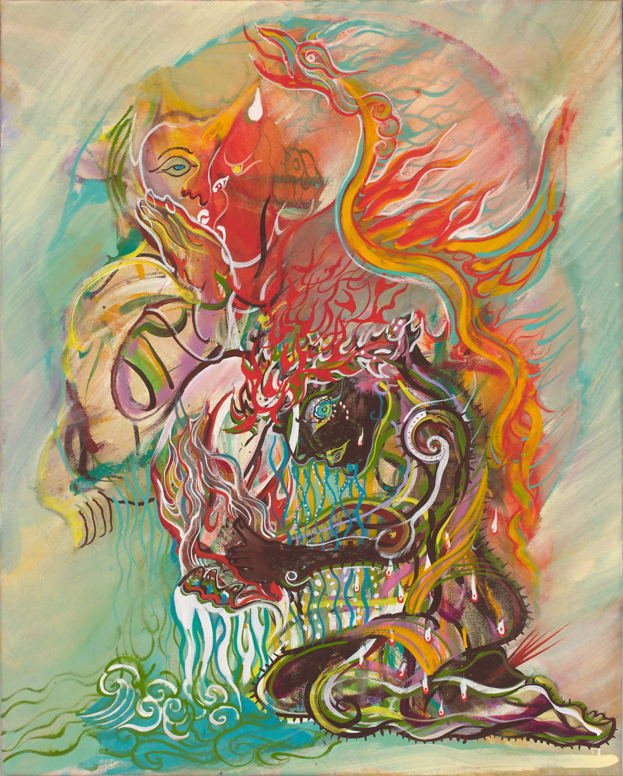 Kwang Lee, 제자의 발을 닦아주는 검은 예수 Black Jesus washing disciple,s feet , 2023