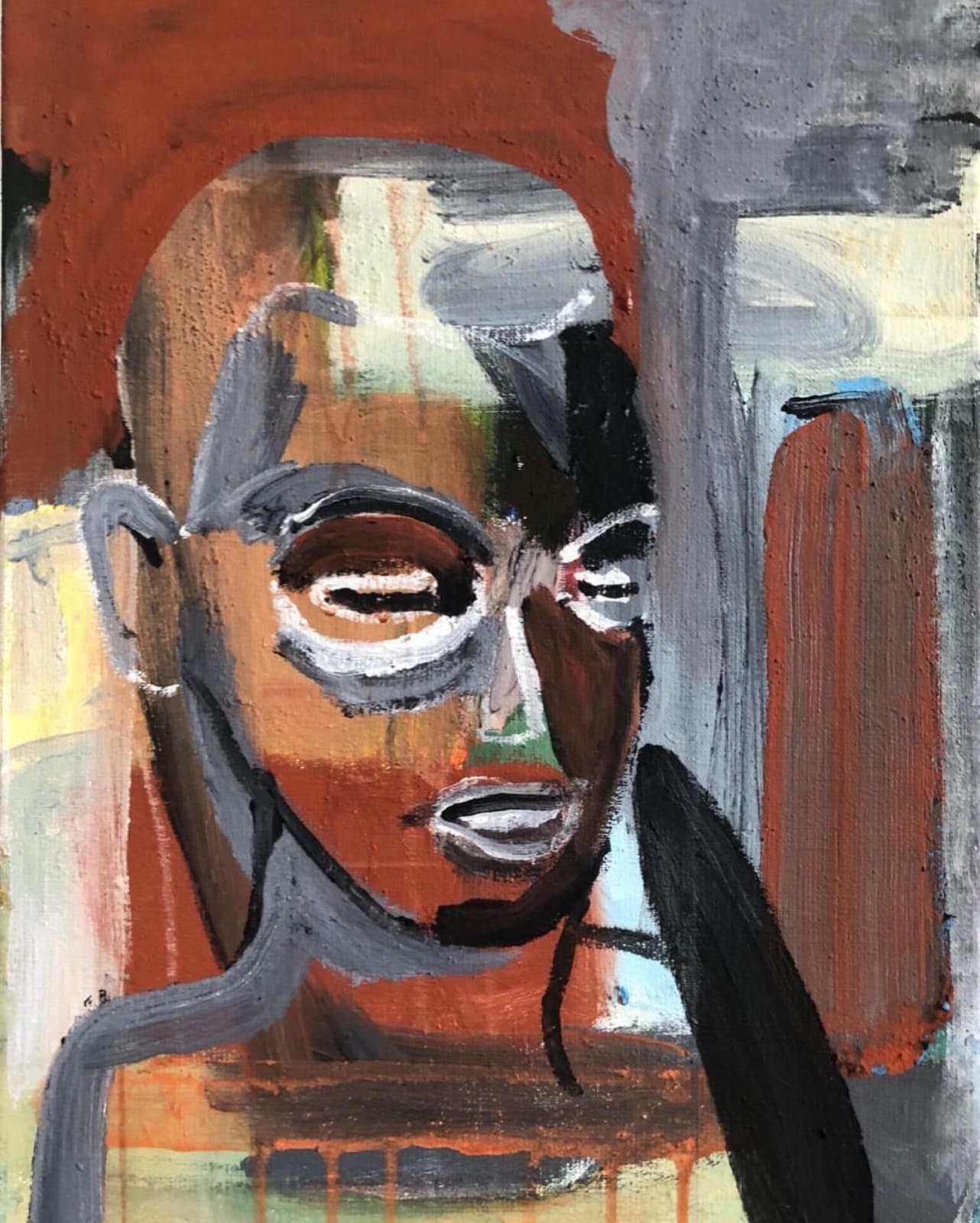 Hans van der Ham, Self Portrait - African Mask, 2024