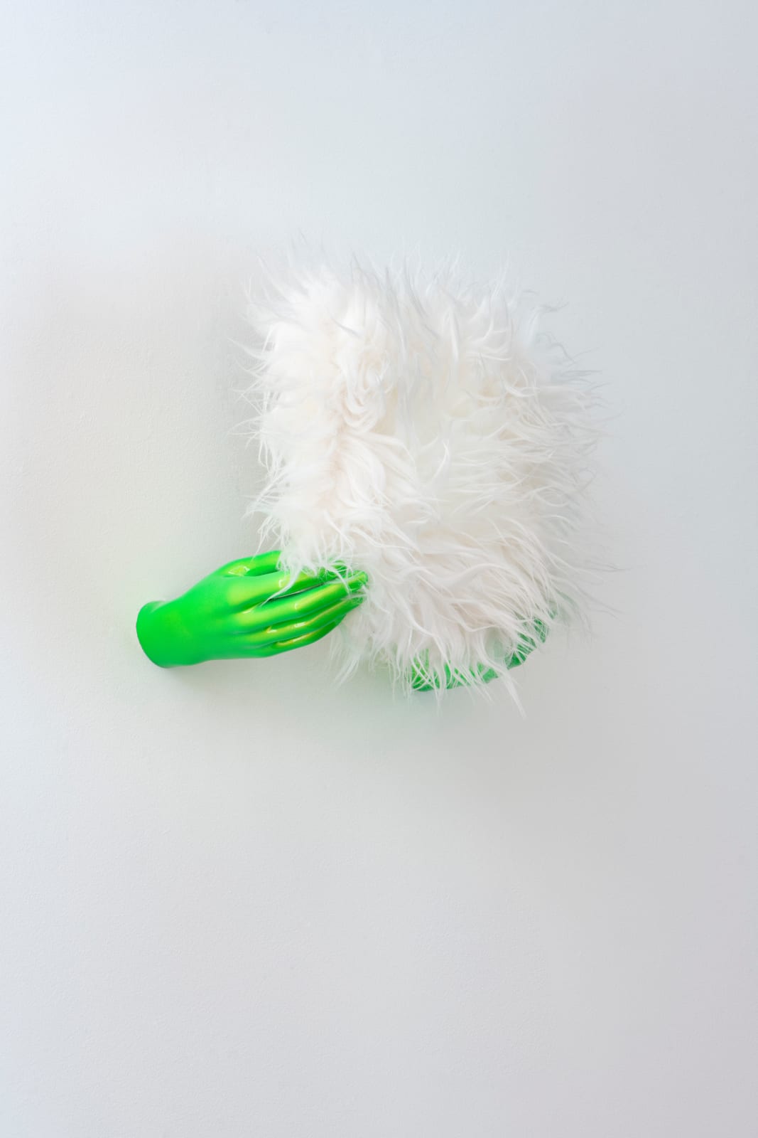 Sylvie Fleury, Untitled (gold neon green, white cuddly painting), 2022